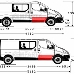 60264012,5901532969443,Renault Trafic/Opel Vivaro/Nissan Primastar (2001- 2014) Priekinių durų apačios skarda, dešinės (keleivio) pusės. Aukštis [cm] 29.