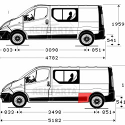 60268381,5901532562408,Renault Trafic/Opel Vivaro/Nissan Primastar (2001- 2014) Dalis prieš galinį ratą, ilgo kėbulo,Renault Trafic/Opel Vivaro/Nissan Primastar sparno dalis