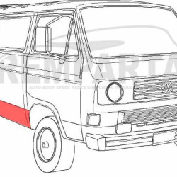 VW T3 80- 90 šono apačia, VW T3 80 dalys,VW T3 80 skardos,VW T3 80 dalimis,VW T3 80 kėbulo detalės, VW T3 80 šonai