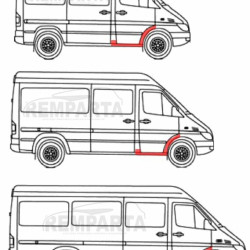 506242,5901532127058,MB Sprinter/ VW LT 1995- 2006 Priekinių durų slenkstis su 1/3 lanko dalimi, MB Sprinter/ VW LT 1995 priekinis lankas su slenksčiu