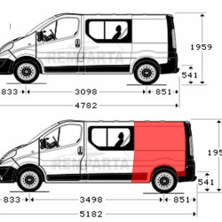 602683-1,Renault Trafic/Opel Vivaro/Nissan Primastar (2001- 2014) Galinis sparnas,Renault Trafic/Opel Vivaro/Nissan Primastar galine arka