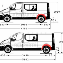 Renault Trafic/Opel Vivaro/Nissan Primastar 2001- 2014 galinė vidinė arka,Renault Trafic/Opel Vivaro/Nissan Primastar 2001- 2014 vidinė skarda arkos