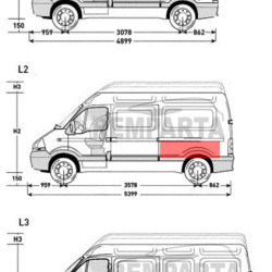 Master/Mov/Inter (98-/04-/07-) Šono skarda virš mold. (vidutinio, kairė), Nissan Interstar, Renault Master, Opel Movano, 604183, 5901532174762