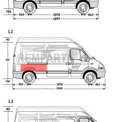Master/Mov/Inter (98-/04-/07-) Placa lateral sobre molde. (centro, derecha), Nissan Interstar, Renault Master, Opel Movano, 604184, 5901532174816
