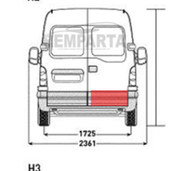 Master/Mov/Inter (98-/04-/07-) Nedre bagklap (højre), Nissan Interstar, Opel Movano, Renault Master galinių vartų apačios skarda, 604140-6, 5901532174717