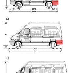 Master/Mov/Inter (98-/04-/07-) Tin ao volante (esquerda), Nissan Interstar, Opel Movano, Renault Master dalys, 604183-9, 60418319, 5901532616040, Skarda už galinio rato