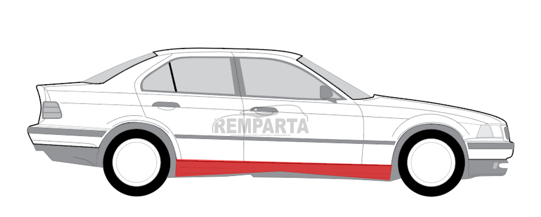BMW 3 (90-) Slenkstis (4D, [1mm], dešinė), BMW 3 1990 Slenkstis E36