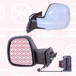 Exterior Mirror, Right, for electric mirror adjustment, Number of pins: 7, with thermo sensor, w/primer, Heatable, Convex, 1616869580 (PEUGEOT), 1616869580 (CITROEN), 0000155254252 (FIAT), 155303120 (FIAT), 1616869580 (OPEL), 98169897XT (PEUGEOT), 98169897XT (OPEL), 98169897XT (CITROEN)