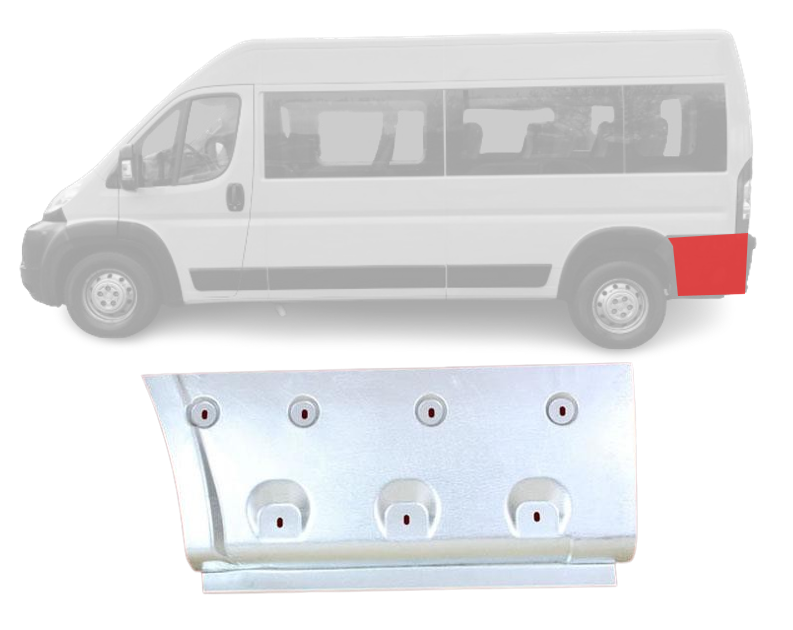 Ducato/Jumper/Boxer (06-) Šono skarda už rato (ilgo, kairė), Fiat Ducato/Citroen Jumper/Peugeot Boxer 2006- 2014 Šono skarda už rato
