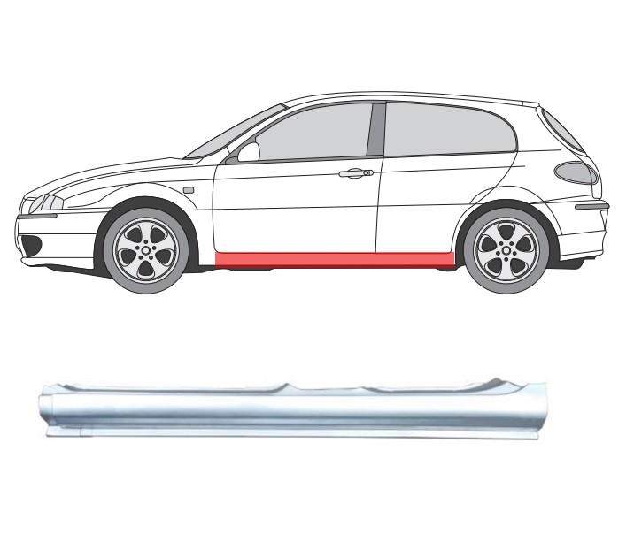 Alfa Romeo 147 (00-) Slenkstis (kairė), Priekiniai sparnai, 140441-1, 5901532796124, Alfa Romeo 147 priekinis sparnas, Priekiniai sparnai