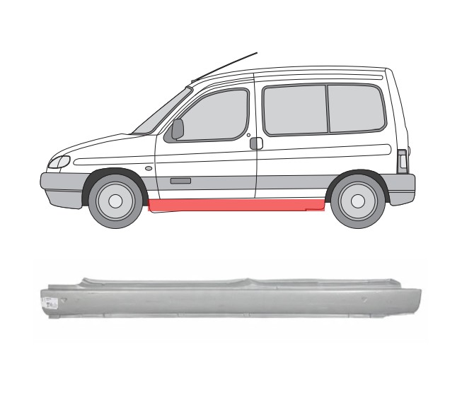 Berlingo/Partner (96-) Slenkstis (be slank. durų, kairė), 7007 XZ, 235041, 658021, 0903101, 5901532038859, Berlingo/Partner slenkstis, 7007 XZ, 235041, 658021, 0903101, 5901532038859, Berlingo/Partner slenkstis
