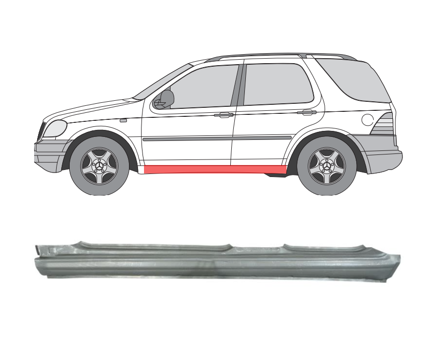 MB W163 (98-) Slenkstis (kairė), slenksčiai, 504441, 5901532808674, MB ML W163 Slenkstis, slenksčiai