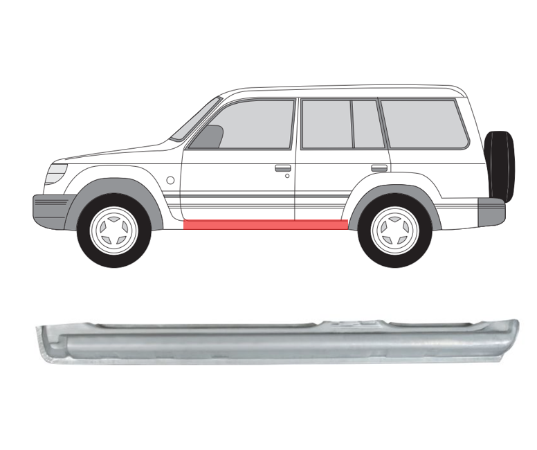 Pajero/Montero (91-) Slenkstis (5D, kairė), 527241-2, 5901532914573, Mitsubishi Pajero 1991- 1999/Montero 1991- 1995 Slenkstis