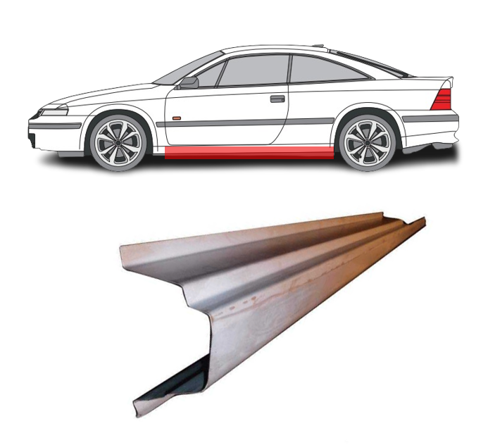 Opel Calibra A (89-) Slenkstis (kairė), slenksčiai, Opel Calibra A slenkstis, slenksčiai, Opel Calibra A slenkstis, 553041-1, 553042-1