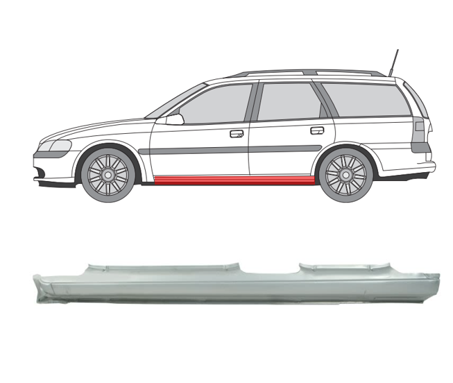 Opel Vectra (96-) Slenkstis (4D, kairė), slenksčiai, Opel Vectra slenkstis, 551641, 5901532141313, slenksčiai