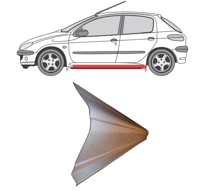 Peugeot 206 (98-) Slenkstis (K=D), slenksčiai, Peugeot 206 slenkstis, 572341-3, 5901532809374, slenksčiai