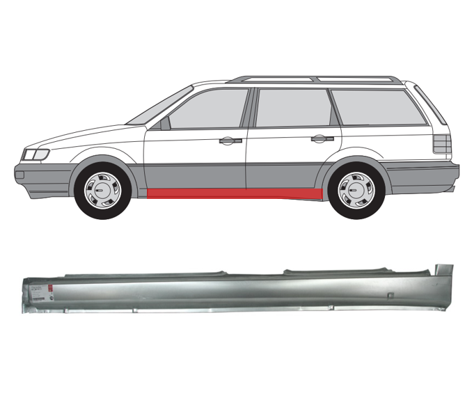 VW Passat (93-) Slenkstis (4D, kairė), slenksčiai, 357 809 675, VW Passat slenkstis, 429041, 954741, 5835103, 5901532225822, slenksčiai, VW Passat slenkstis, 357 809 675, 429041, 954741, 5835103, 5901532225822