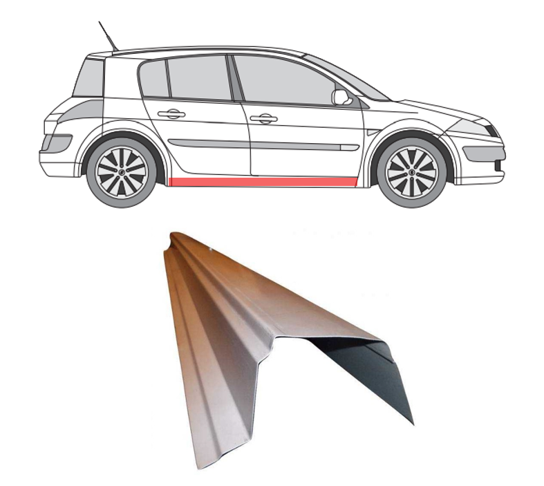 Renault Megane (02-) Slenkstis (išorė, dešinė), slenksčiai, Renault Megane Slenkstis, 601242-3, 5901532613612, slenksčiai, Renault Megane Slenkstis, 601242-3, 5901532613612