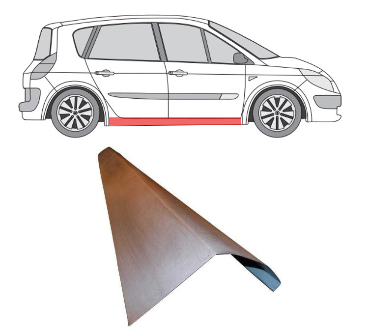 Renault Scenic (03-) Slenkstis (dešinė), Renault Scenic 2003- 2009 Slenkstis, 607142-1, 5901532553192
