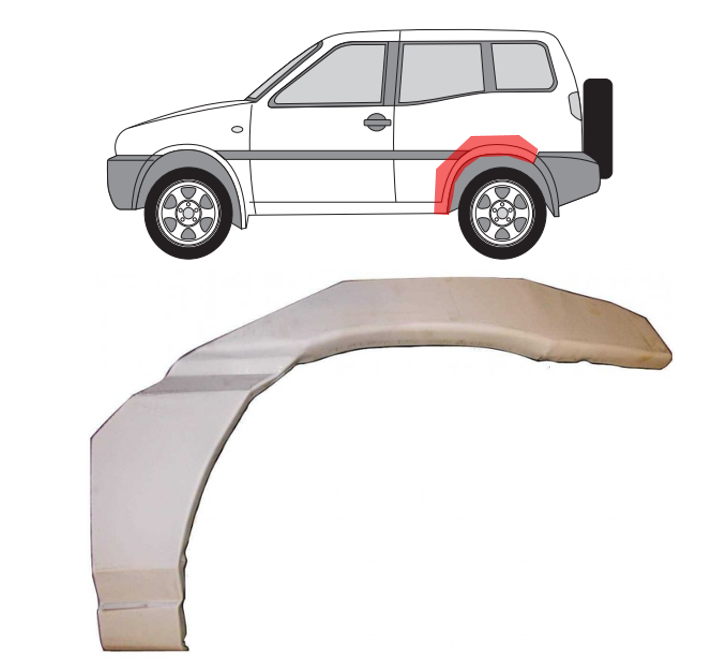 Nissan Terrano (93-) Galinė arka (3D, kairė), Galinės arkos, Nissan Terrano galinė arka, 27708313, Galinės arkos