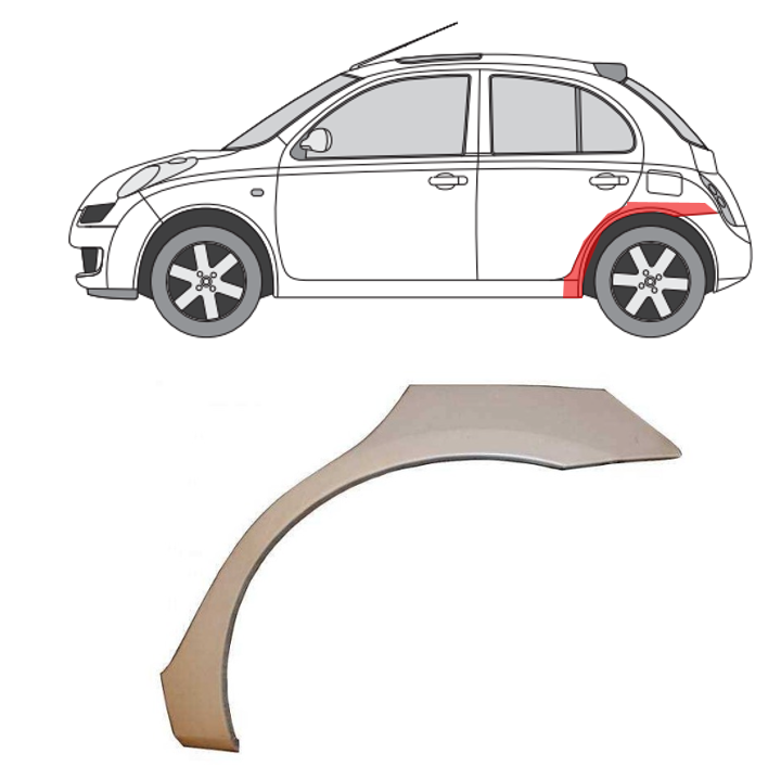 Nissan Micra (03-) Galinė arka (kairė), Galinės arkos, Nissan Micra galinė arka, 27078315, 5903107115965, Galinės arkos