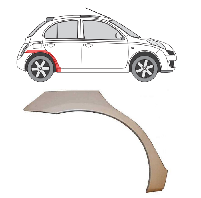 Nissan Micra (03-) Galinė arka (dešinė), Galinės arkos, Nissan Micra galinė arka, 27078415, Galinės arkos