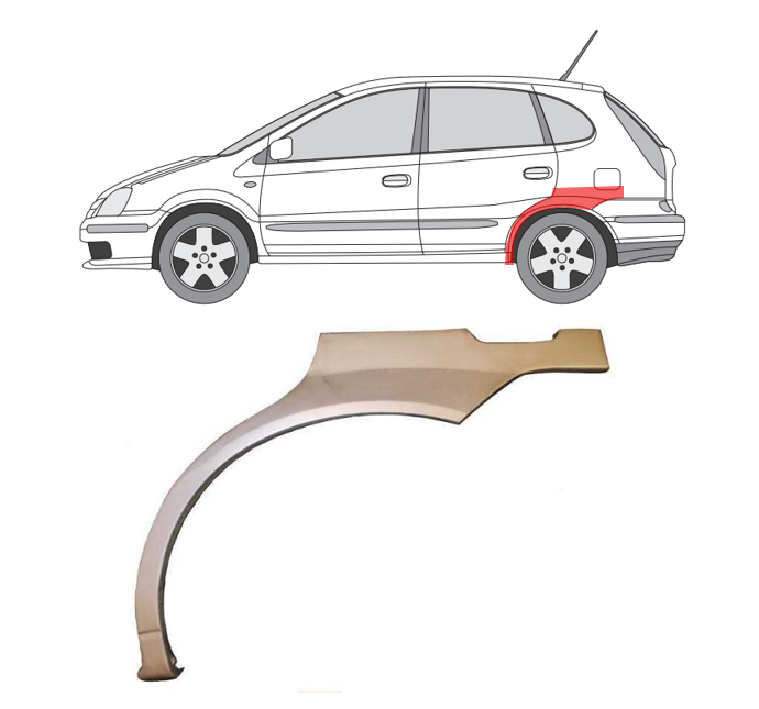 Nissan Almera Tino (00-) Galinė arka (kairė), Galinės arkos, 27568315, 5903107077102, Nissan Almera Tino galinė arka, Galinės arkos