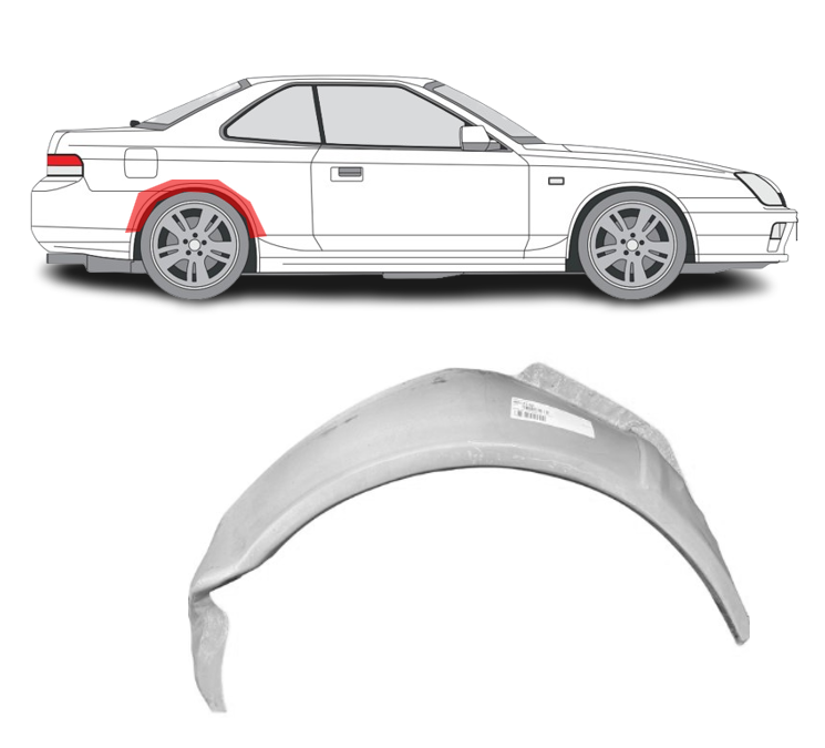 Honda Prelude (97-) Galinė vidinė arka (dešinė), Honda Prelude 1997 inner wheelarch, Honda Prelude 1997 vidinė arka, Honda Prelude 1997 vidinės arkos, Honda Prelude 1997- 2002 Vidinė arka, 382084-6, 5901532311365