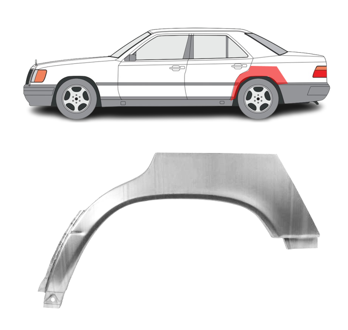 MB W124 (84-) Galinė arka (4D, kairė), Galinės arkos, 142031, 501483-5, 3024147, 5901532120622, MB W124 Galinė arka, Galinės arkos