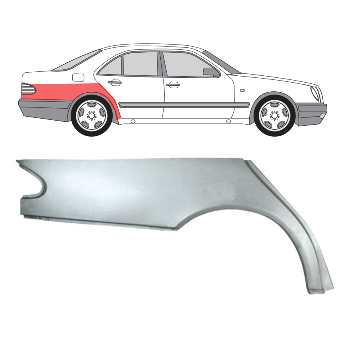 MB W210 (95-) Galinio sparno dalis (dešinė), Galinė arka, MB W210 Galinio sparno dalis, 501584-5, 5901532121568, Galinė arka