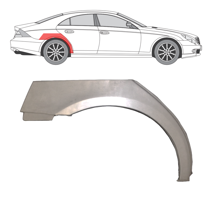 MB W219 (04-) Galinė arka (dešinė), Galinės arkos, C219, MB W219 Galinė arka, 50348415, 5901532938326, Galinės arkos