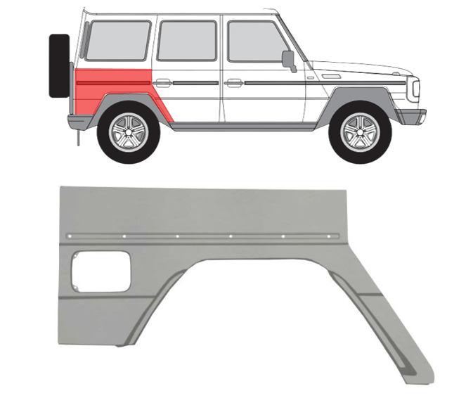 MB W463 (02-) Galinis sparnas (dešinė), MB W463 (2002-) Galinis sparnas, 507684-1