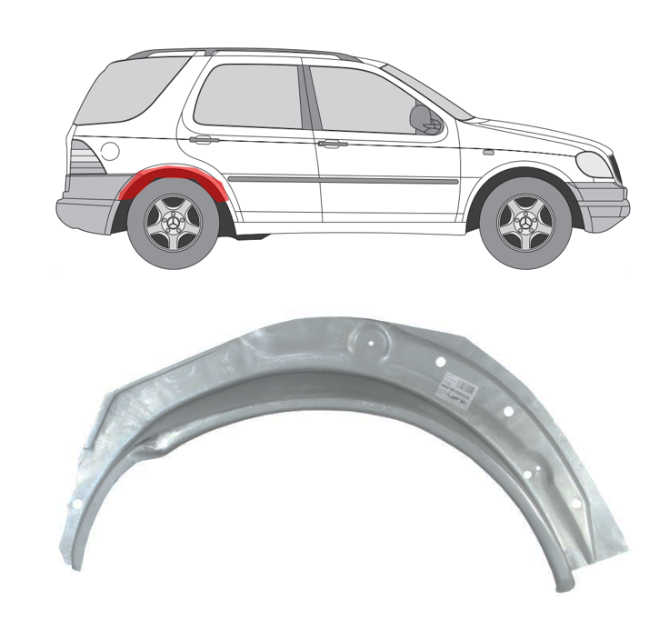 MB W163 (97-) Galinė vidinė arka (dešinė), Vidinės arkos, MB W163 ML Vidinė arka, Vidinės arkos