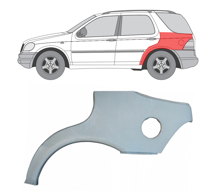 MB W163 (98-) Galinis sparnas (kairė), Galiniai sparnai, 504483, 5901532801286, MB W168 ML Galinis sparnas, Galiniai sparnai