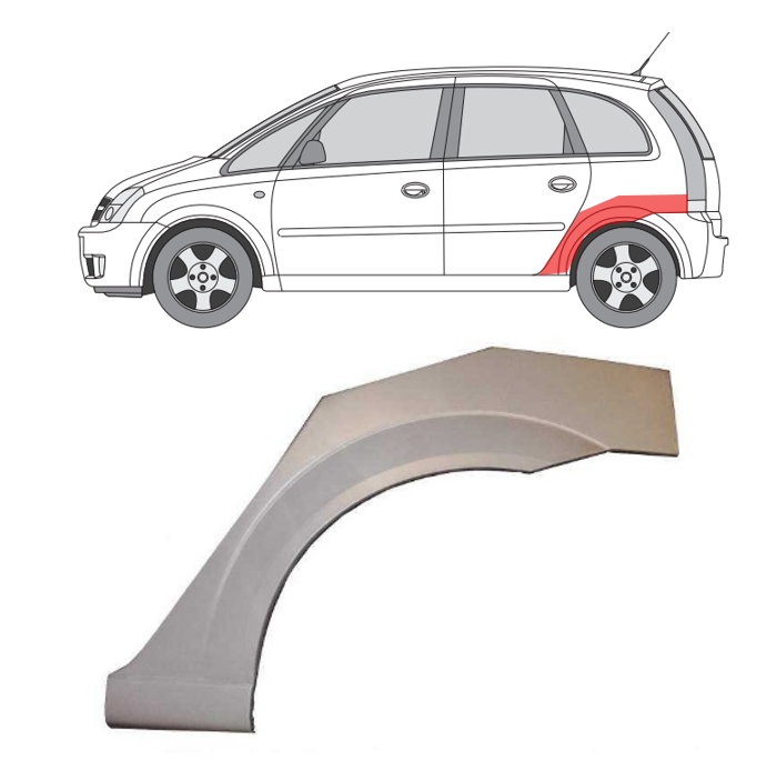 Opel Meriva (03-) Galinė arka (kairė), Galinės arkos, 55598315, 5903107116207, Opel Meriva galinė arka, Galinės arkos