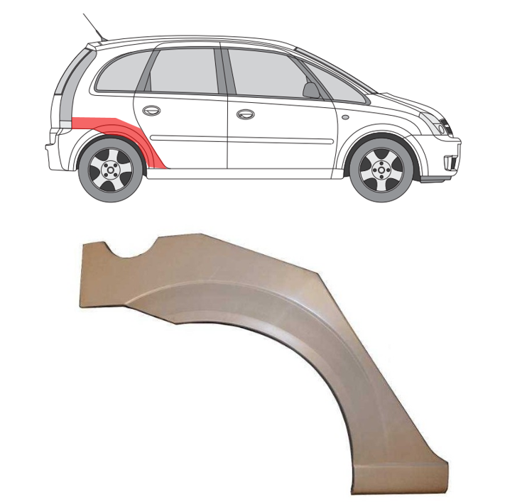 Opel Meriva (03-) Galinė arka (dešinė), Galinės arkos, Opel Meriva galinė arka, 55598415, 5903107116214, Galinės arkos