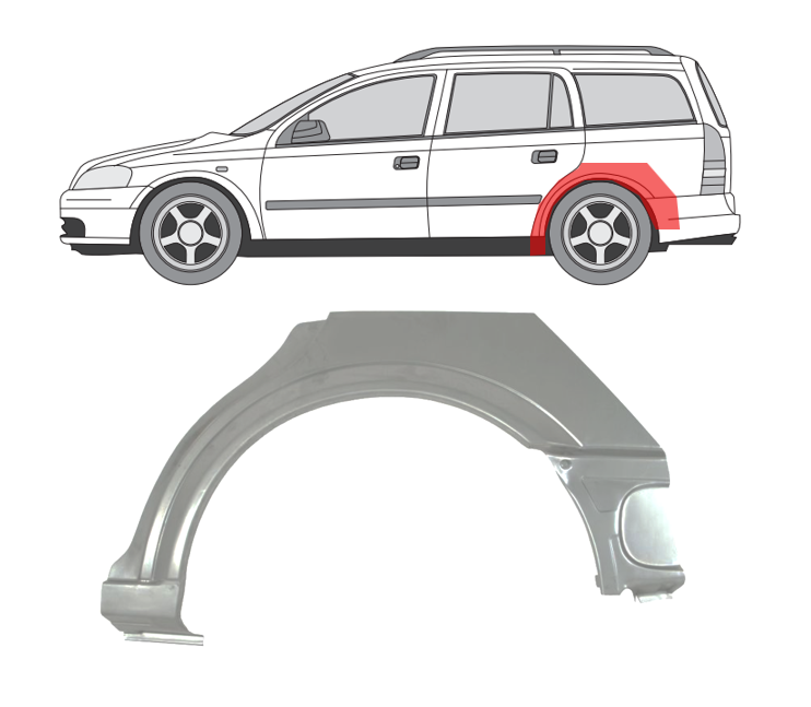 Opel Astra (98-) Arka (KOMBI, 4D, kairė), Opel Astra G galinė arka, 550883-6, 5901532138009