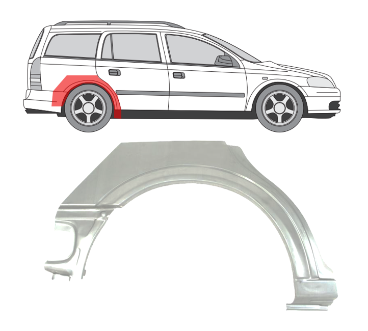 Opel Astra (98-) Arka (KOMBI, 4D, dešinė), Opel Astra G galinė arka, 550884-6, 5901532138054