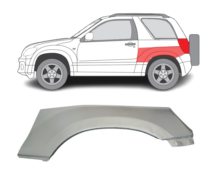 Suzuki Grand Vitara (05-) Galinio sparno viršutinė skarda (3 durų, kairė), Suzuki Grand Vitara 2005 Galinio sparno viršutinė skarda, Suzuki Grand Vitara 2005 Galinio sparno viršutinė skarda