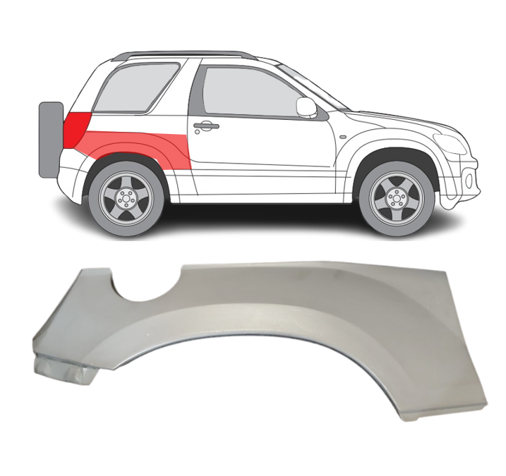 Suzuki Grand Vitara (05-) Galinio sparno viršutinė skarda (3 durų, dešinė), Suzuki Grand Vitara 2005 Galinio sparno viršutinė skarda, Suzuki Grand Vitara 2005 Galinio sparno viršutinė skarda