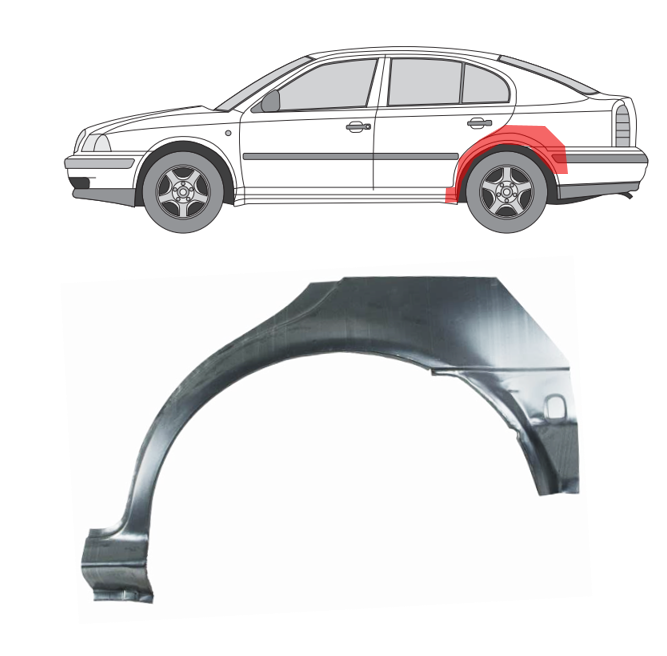 Skoda Octavia (97-) Arka (4D, kairė), Galinės arkos, 6920836Q, 5901532801354, Skoda Octavia galinė arka, Galinės arkos