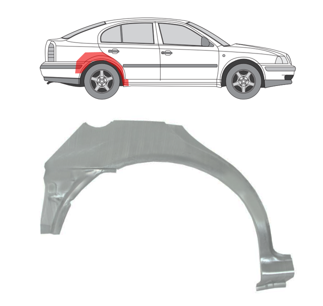 Skoda Octavia (97-) Arka (4D, dešinė), Galinės arkos, Skoda Octavia galinė arka, 6920846Q, 5901532801347, Galinės arkos