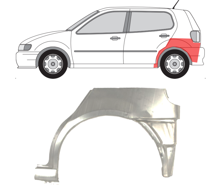 VW Polo (94-) Arka (4D, kairė), Galinės arkos, 58 24 147, 443031, 952483-5, 5901532216745, VW Polo galinė arka, Galinės arkos, 58 24 147, 443031, 952483-5, 5901532216745, VW Polo galinė arka