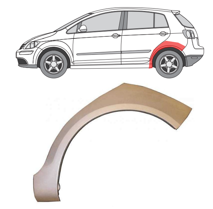 VW Golf 5/6 PLUS (05-/09-) Galinė arka (kairė), Galinės arkos, 95158315, 5903107077348, Golf 6 PLUS slenkstis, VW Golf 5 Plus galinė arka, Galinės arkos, VW Golf 5 Plus galinė arka