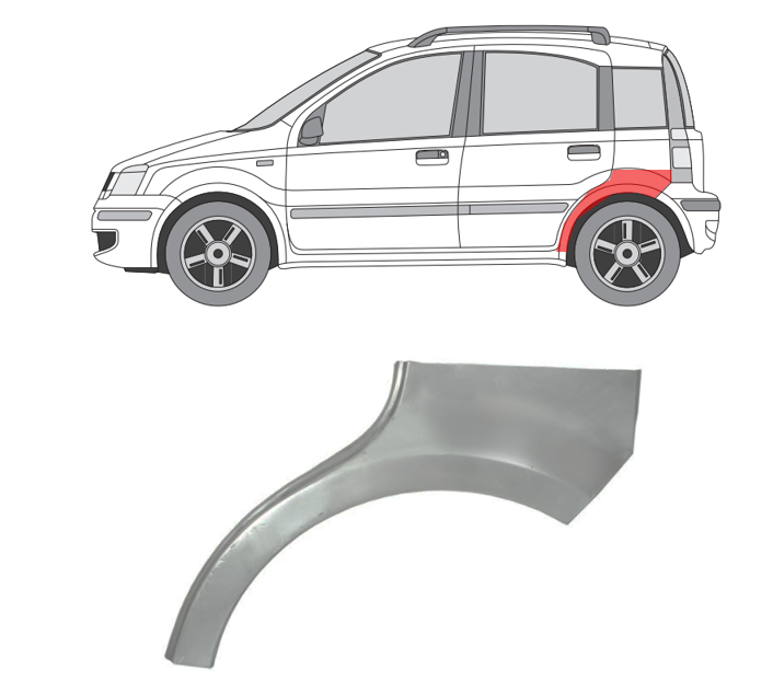 Fiat Panda (03-) Galinė arka (kairė), Galinės arkos, 300383-5, Fiat Pande Galinė arka, Galinės arkos, Fiat Pande Galinė arka, 300383-5