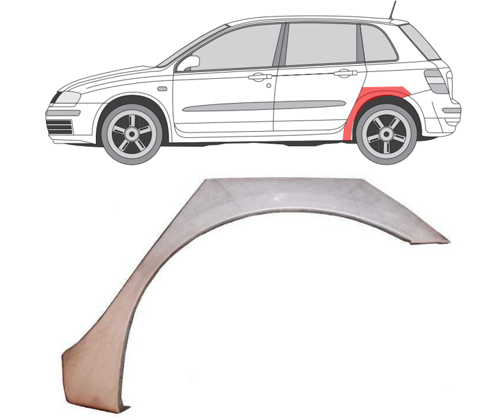 Fiat Stilo (01-) Galinė arka (5D, kairė), Galinės arkos, Fiat Stilo galinė arka, 30308351, 5901532932591, Galinės arkos, Fiat Stilo galinė arka