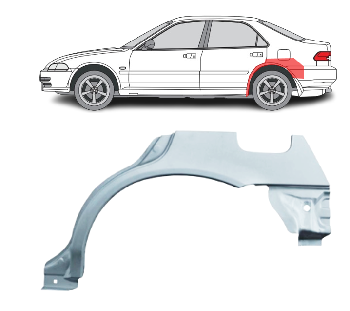 Honda Civic (91-) Arka (4D, kairė), Galinės arkos, 380783-4, 5901532093575, Honda Civic galinė arka, Galinės arkos, Honda Civic galinė arka