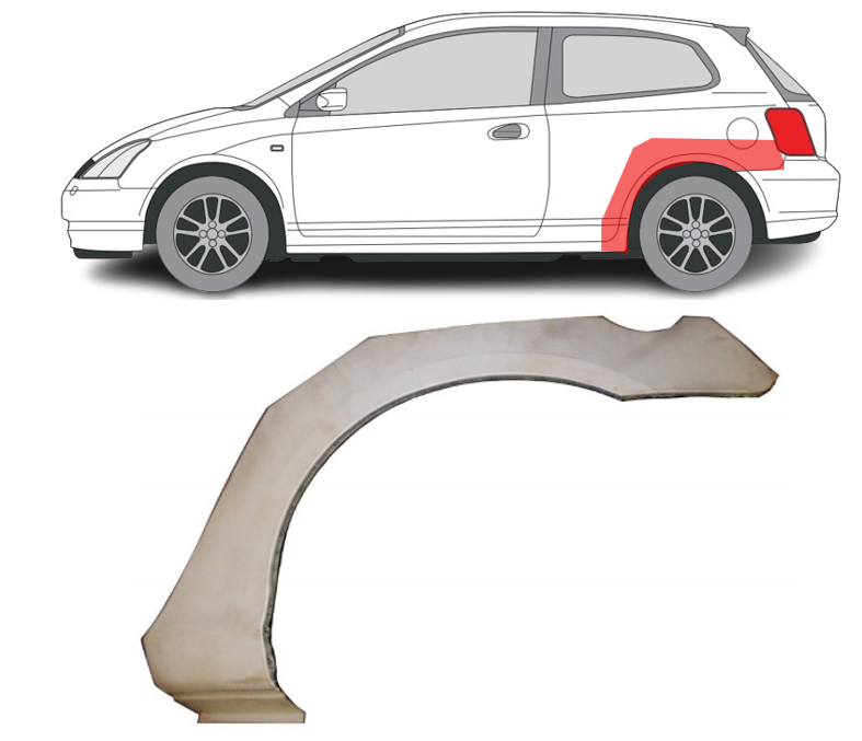 Honda Civic (01-) Arka (H/B, 3D, kairė), 38258313P, Honda Civic 2001- 2005 Arka