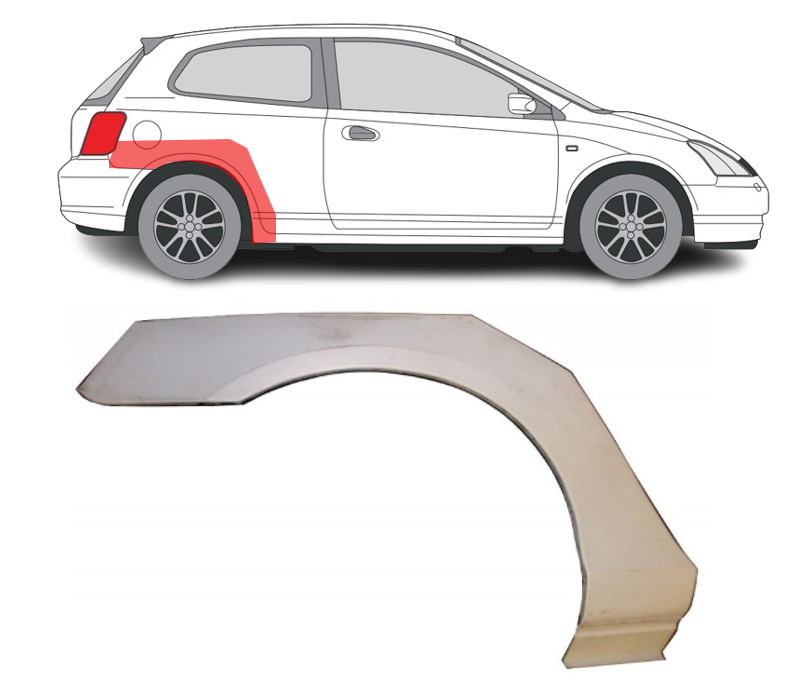 Honda Civic (01-) Arka (H/B, 3D, dešinė), Honda Civic 2001- 2005 Arka, 38258413P