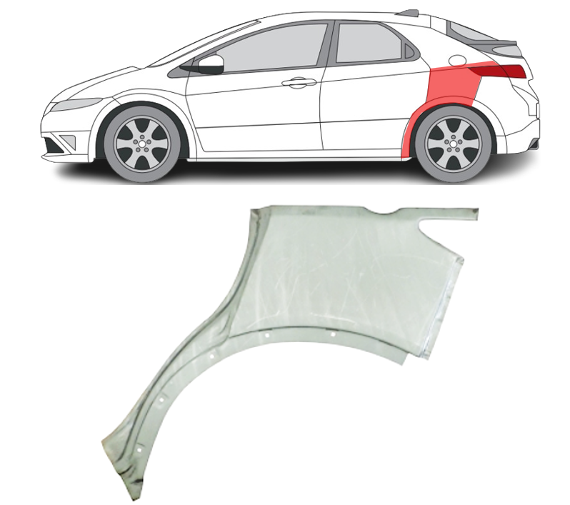 Honda Civic (06-) Galinė arka (5D, kairė), Honda Civic (2006- 2011) Galinė arka, 382983-5, Honda Civic (2006- 2011) Galinė arka